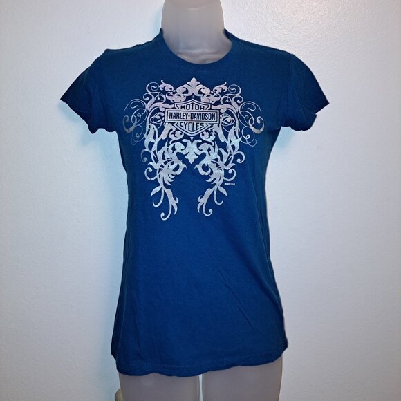 Harley-Davidson Tops - Harley Davidson Short Sleeve Metallic Iridescent Scroll Print Tee